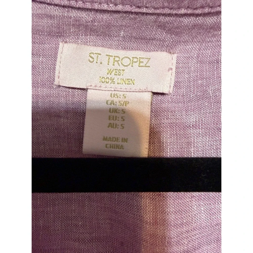 St. Tropez Linen Coastal Minamilist Tunic Top Womens Size S Timeless Resortcore - Picture 6 of 7